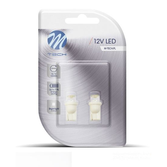 Комплект от 2 автомобилни крушки M-Tech, LED, T10, 12 V, бели