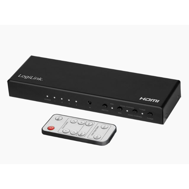 Logilink HDMI kapcsoló 4x1 port 4K/60 Hz HDCP HDR ARC RC (HD0046) (HD0046)