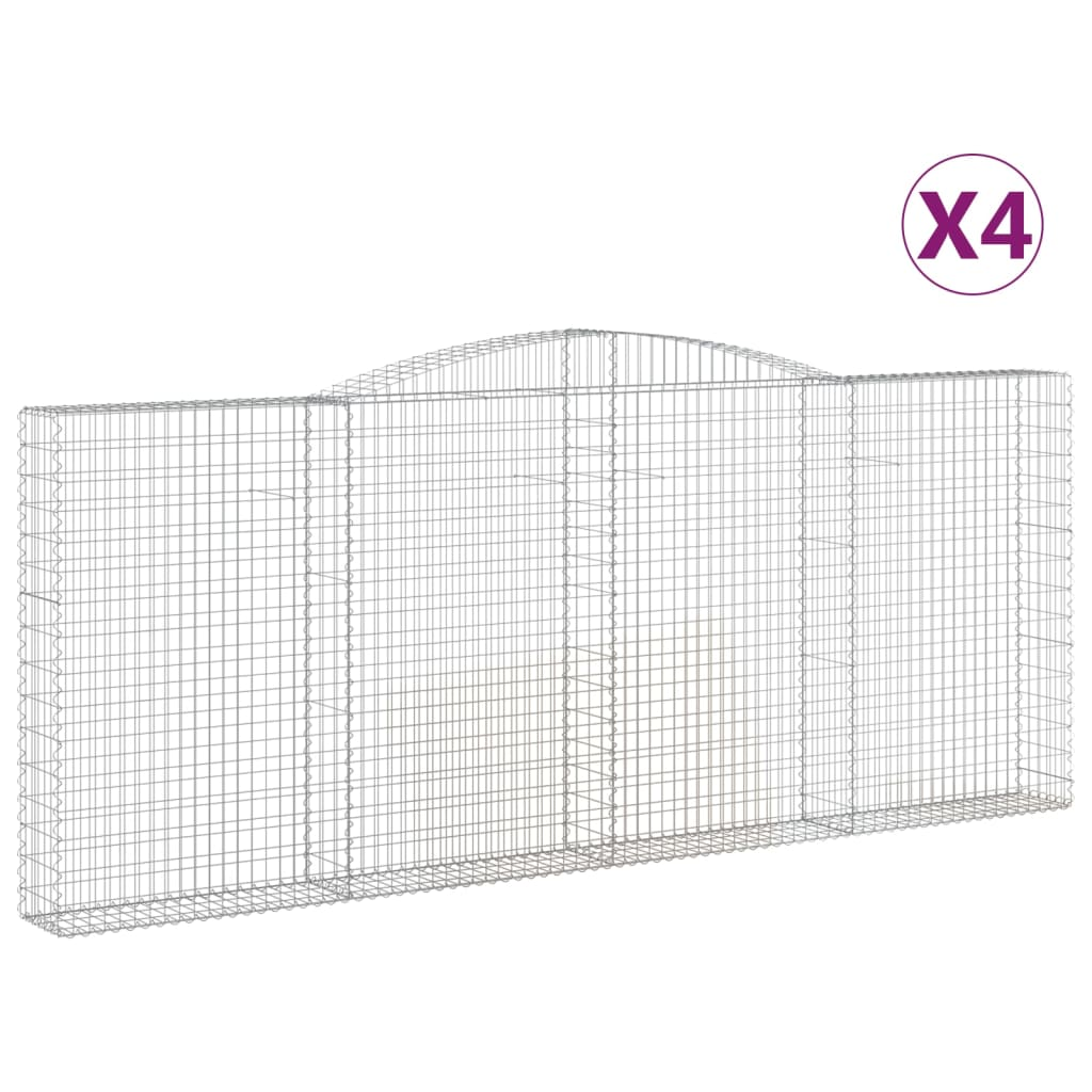 4 db íves horganyzott vas gabion kosár 400x30x160/180 cm (3146907)
