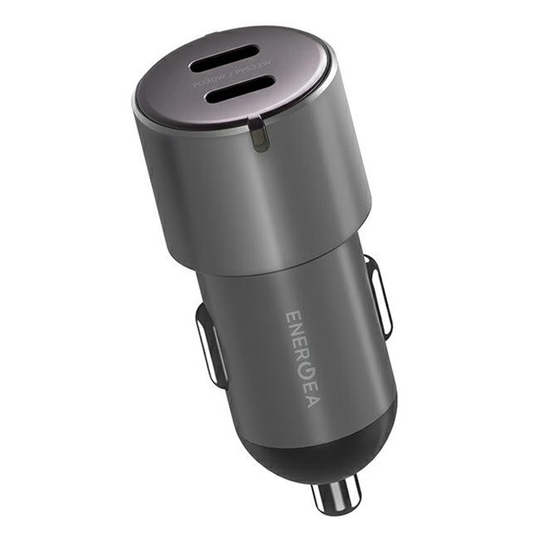 Energea Alu Drive D60 2xUSB-C autós szivargyújtó töltő, (PD-PPS) 66W, szürke (CAR-AD-D60)