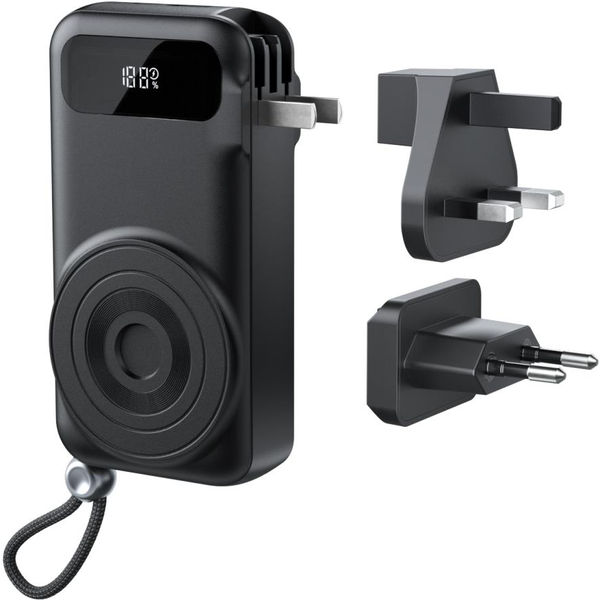 Vention 10000mAh 22.5W Travel Power Bank 5-in-1 Fekete LED kijelzővel