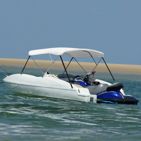 Parasolar barcă Bimini cu 3 arcuri, alb, 183x140x137 cm
