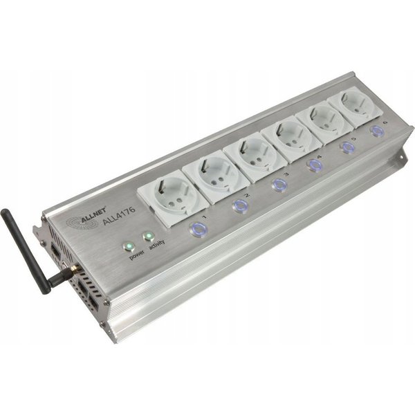  Allnet ALLNET MSR IO Zentrale Schaltsteckdosenleiste 6-fach inkl. Messgerät für Desktop & 19 Montage ALL4176 für IP Gebäude Automation ALL4176v3