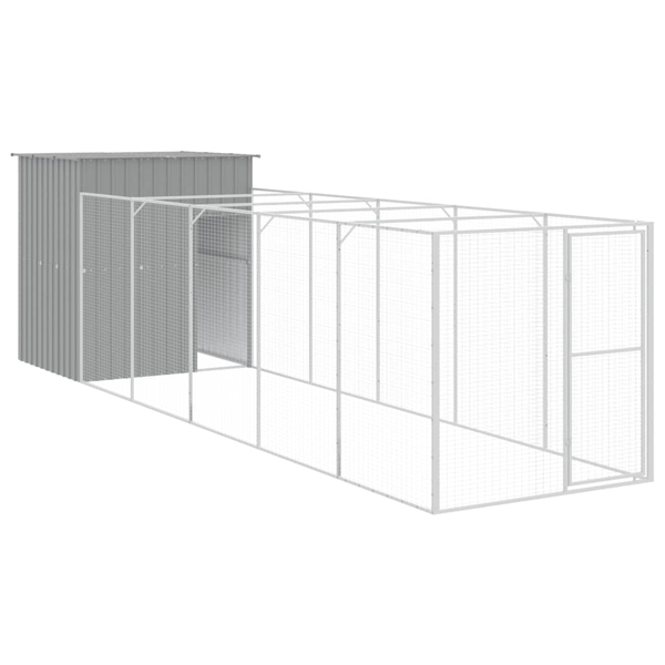 Cușcă de câine & țarc gri deschis 165x659x181cm oțel galvanizat