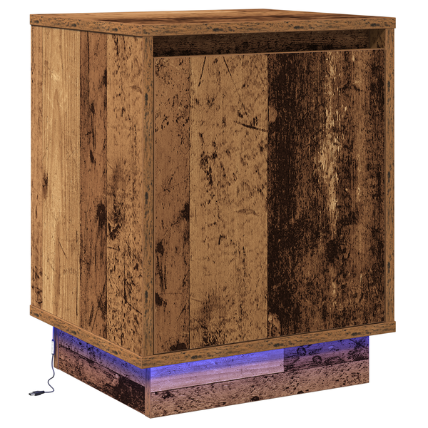 Noptieră cu lumini LED Lemn Uzat 39x34.5x50 cm
