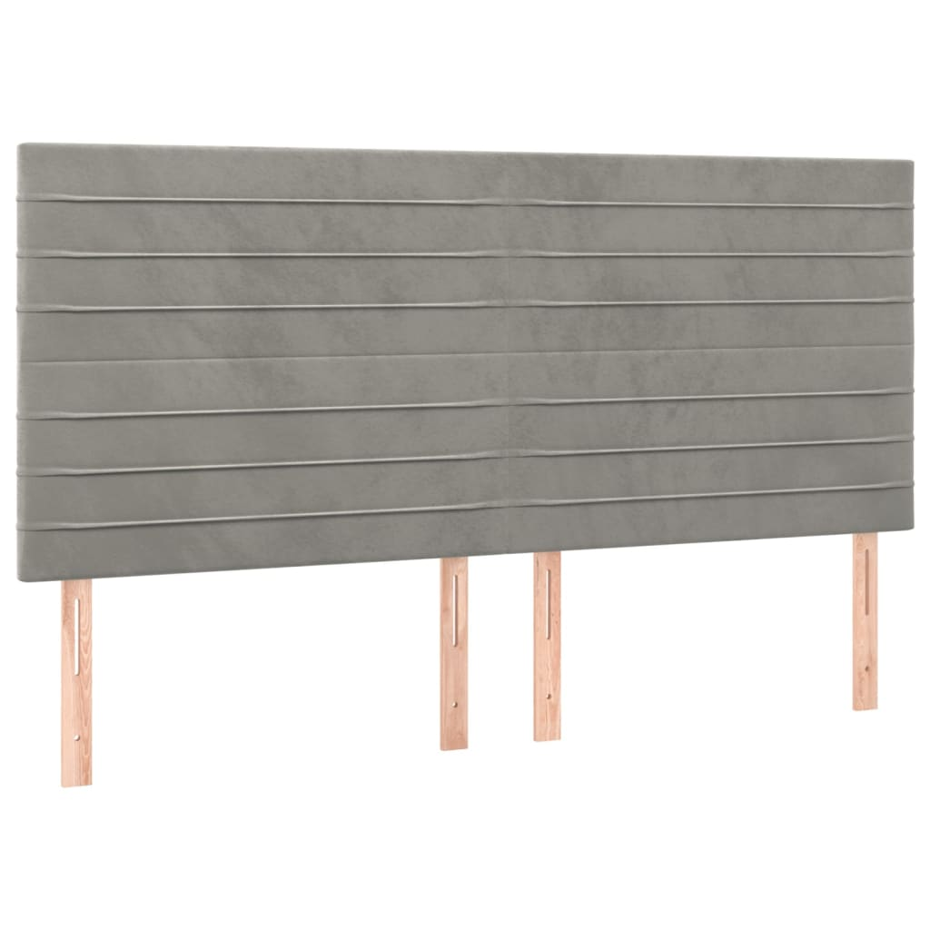 4 db világosszürke bársony fejtámla 100x5x78/88 cm (3116538)