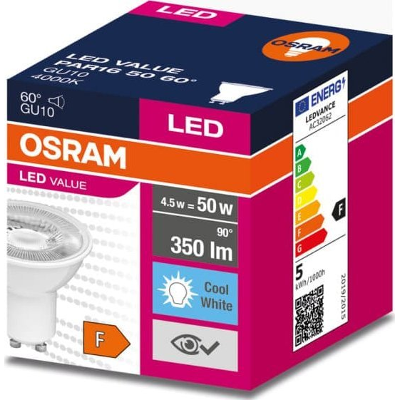 LED žiarovka Osram PAR16 reflektor GU10 4,5W = 50W 350lm 4000K neutrálna