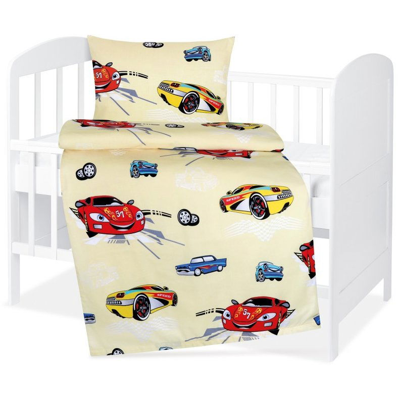Bellatex Agáta 90/027 gyerek ágyneműhuzat, versenyautós, sárga, 90×135, 45×60 (12443)