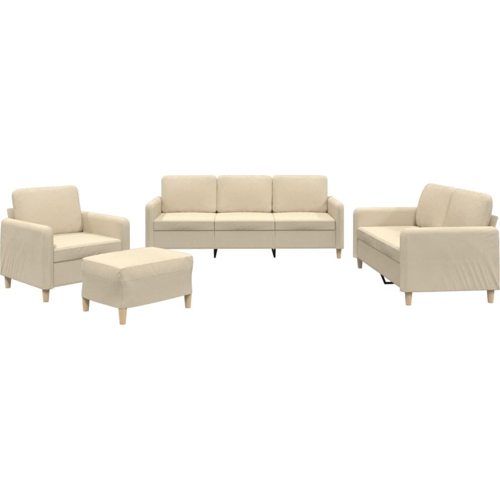 4 részes krémszínű szövet ülőgarnitúra párnákkal (3202064)