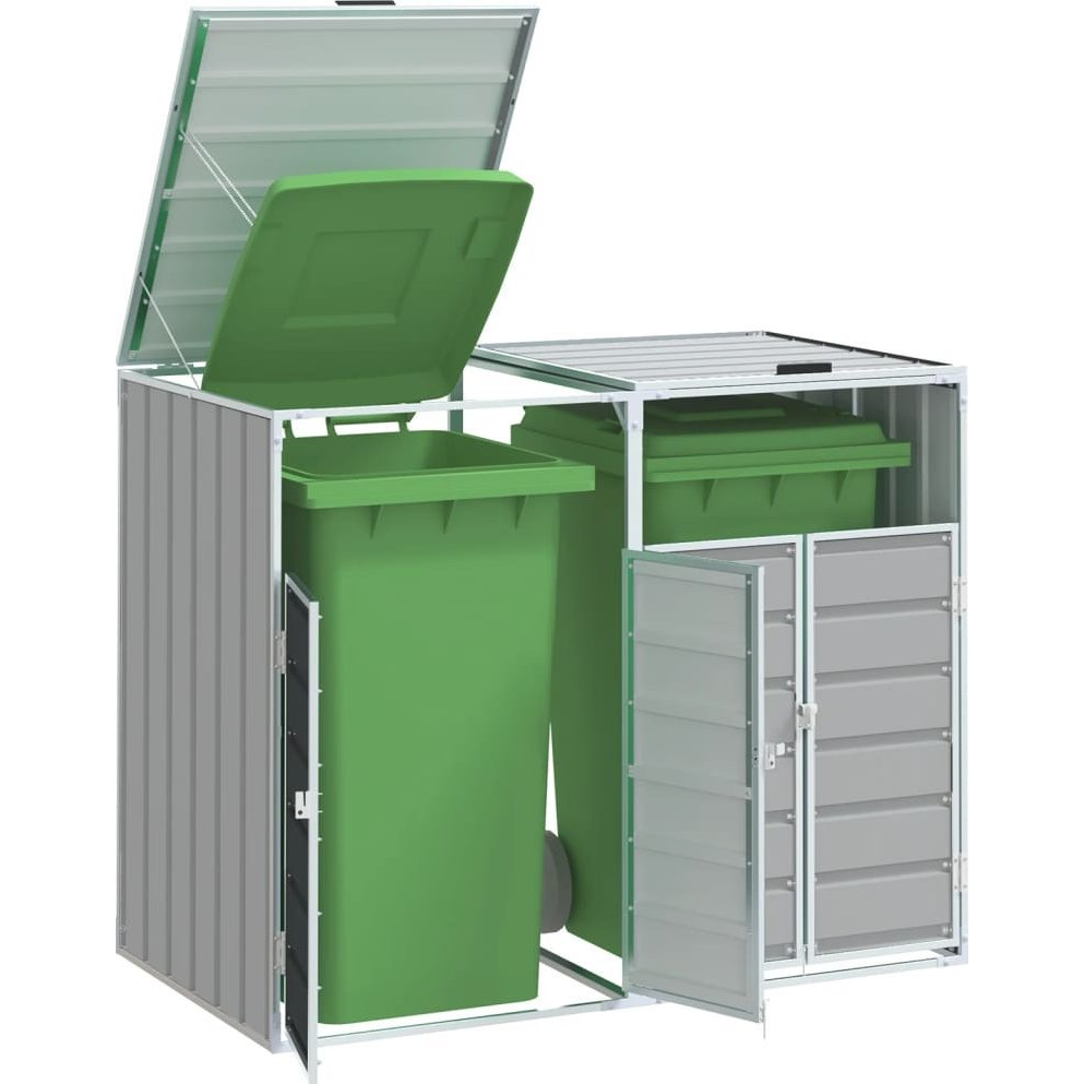 szürke acél kerekes tároló dupla tárolókhoz 138 x 79 x 117 cm (4006176)