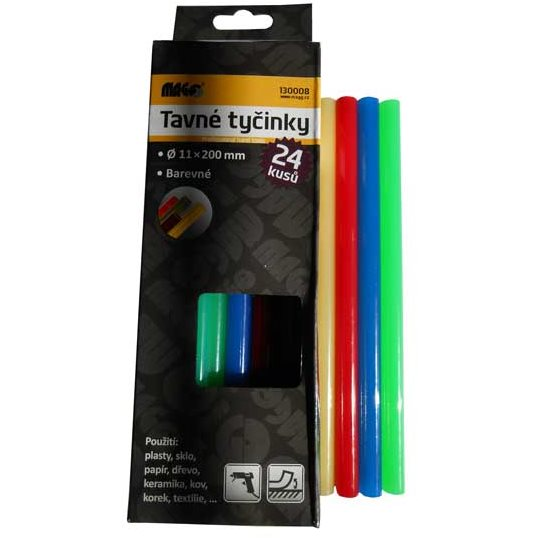 MAGG Olvadó ragasztórúd 11 x 200 mm, színes, 24 db (130008)