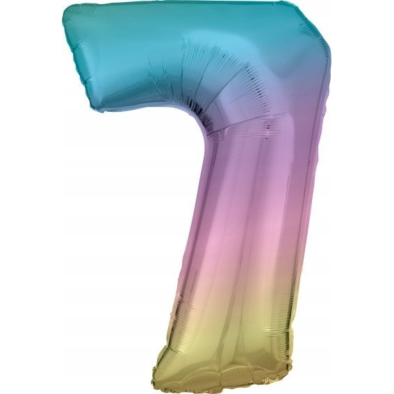 Pastel Szivárvány Óriás Szám Fólia Lufi - 7-es, 83 cm (9909705)