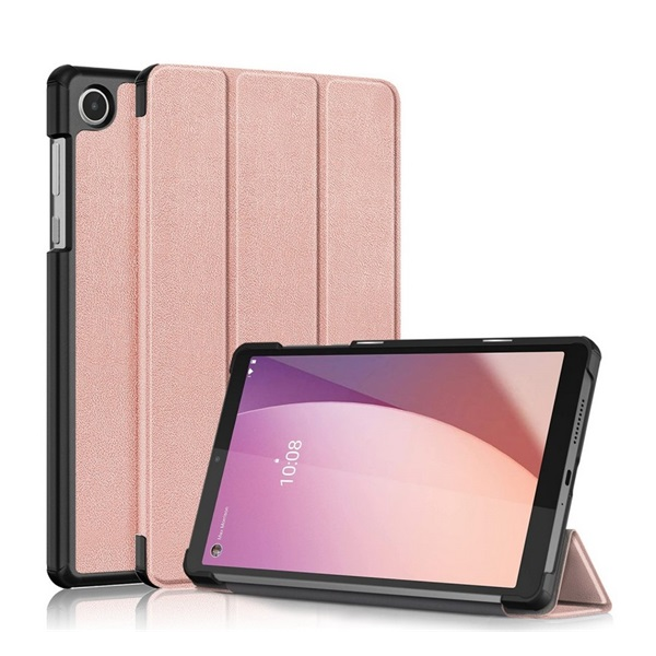 Tok álló, bőr hatású (FLIP, oldalra nyíló, TRIFOLD, asztali tartó) ROZÉARANY Lenovo Tab M8 Gen4 (TB300F) WIFI / Tab M8 Gen4 (TB300X) LTE "Gigapack csomagolás" (GP-155078)