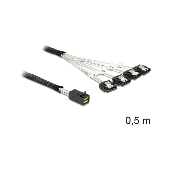 DELOCK SAS Kabel Mini SAS HD -> 4x Sata 7Pin St/St 0.50m