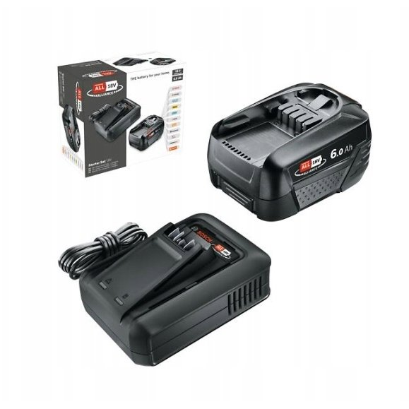 Akku Starter-Set 18V 1x 6,0Ah + Schnellladegerät AL 18V-44 (schwarz, Li-Ionen Akku 6,0Ah, POWER FOR ALL ALLIANCE)