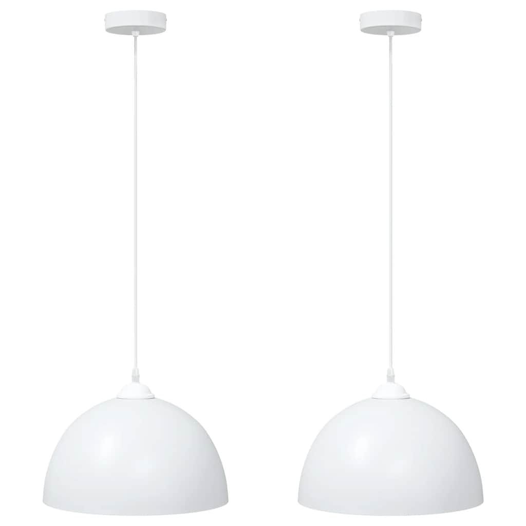 függőlámpák 2 db Állítható magasságú E27 fehér Ø 30 cm Fém (4103452)