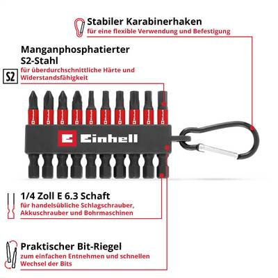 Impact-Bit-Satz mit Karabiner, Pocket-Set, 50 mm, 10-teilig