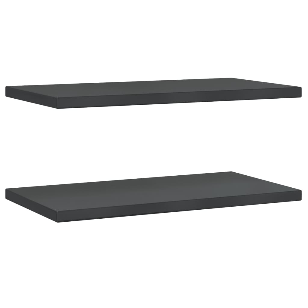 2 db fekete rozsdamentes acél fali polc 75 x 40 x 3 cm (30290)