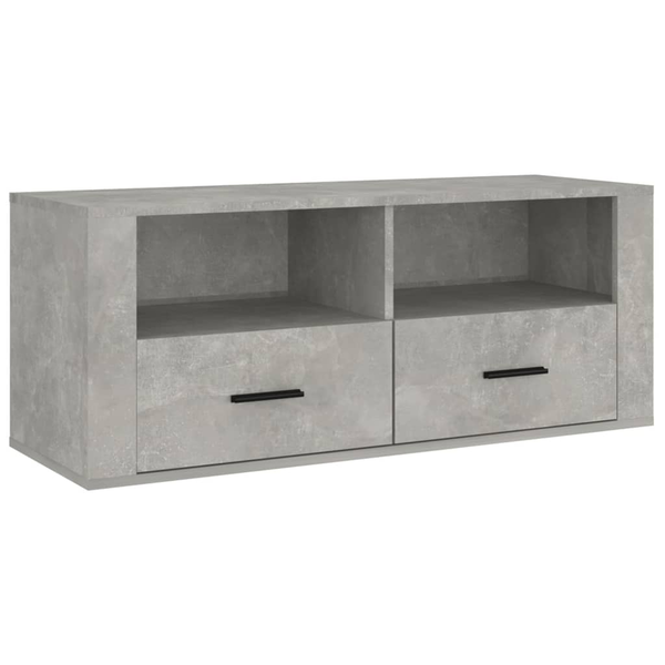 Comodă TV, gri beton, 100x35x40 cm, lemn prelucrat