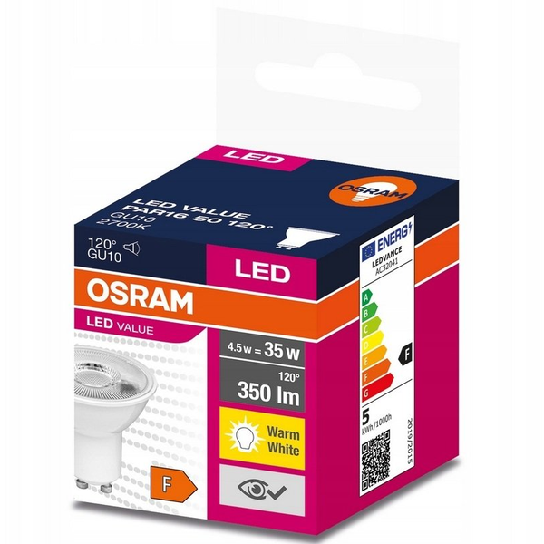 LED žárovka GU10 4,5W 350lm 230V 2700K 90 stupňů - LED VALUE OSRAM