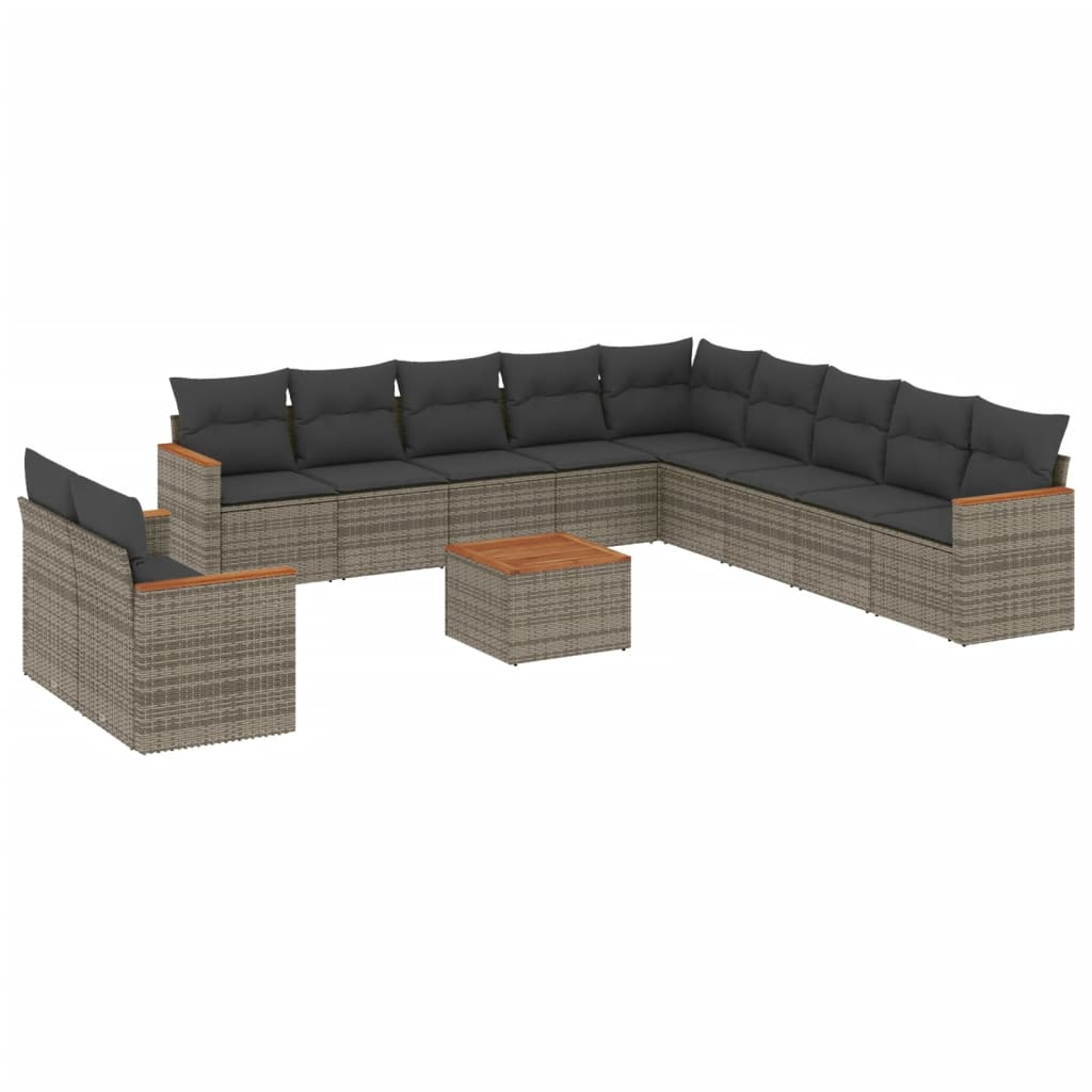 12 részes szürke polyrattan kerti ülőgarnitúra párnákkal (3226137)