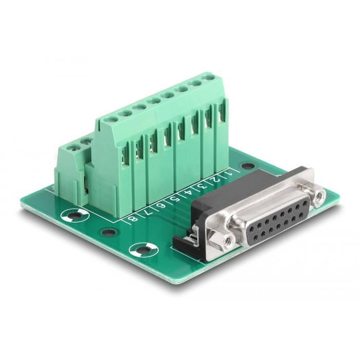 Delock D-Sub 15 tűs anya - Terminal Block DIN sínhez (66910) (DE66910)