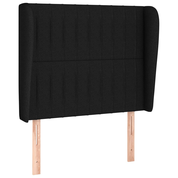 Tăblie de pat cu aripioare, negru, 103x23x118/128 cm, textil
