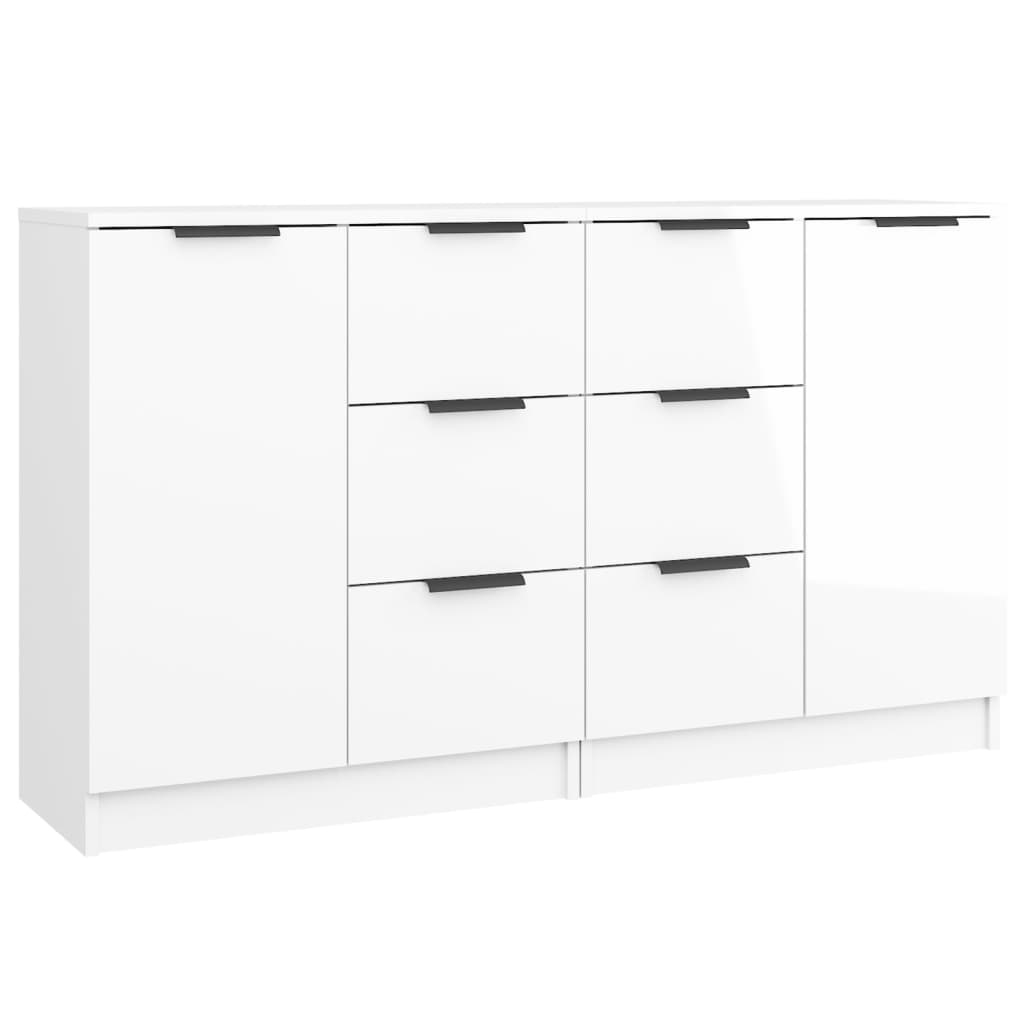 2 db magasfényű fehér szerelt fa tálalóasztal 60 x 30 x 70 cm (3115792)
