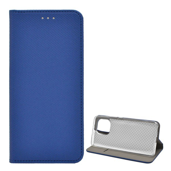 Tok álló, bőr hatású (FLIP, oldalra nyíló, asztali tartó funkció, rombusz minta) SÖTÉTKÉK [Xiaomi Mi 11 5G] (5996591040394)