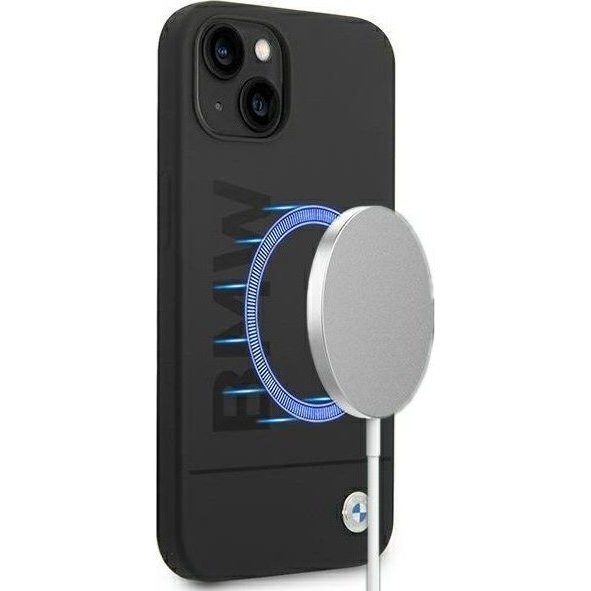 BMW Silicone Signature Logo Magsafe Apple iPhone 14 Plus hátlap tok, fekete (brak)