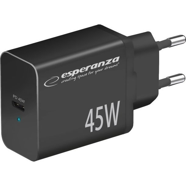 Esperanza Quick Power Charger USB-C Hálózati Gyorstöltő Adapter 45W - Fekete ( )