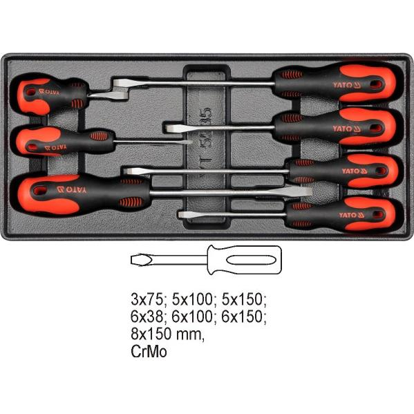 YATO dugaszolóbetét - lapos csavarhúzó 7 db (YT-5535)