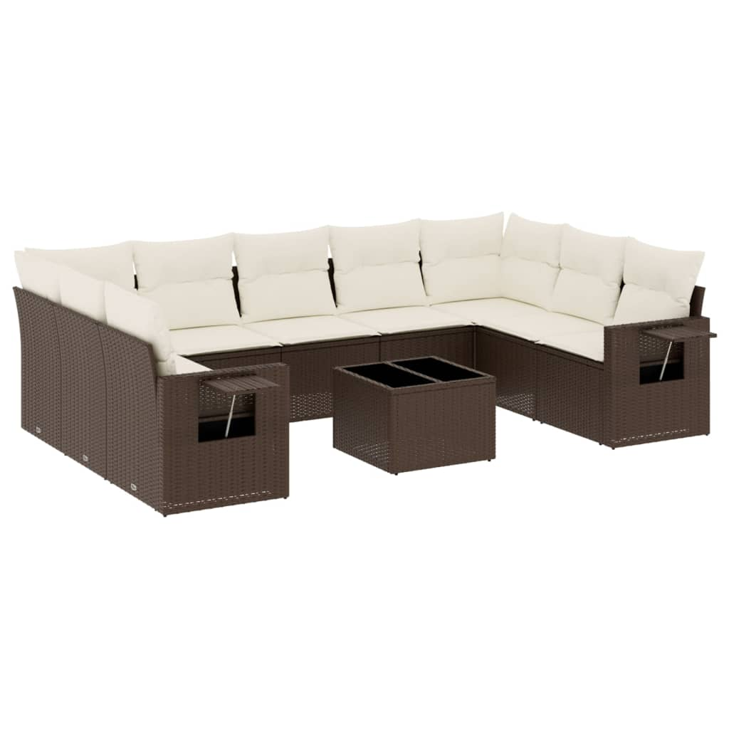 10 részes barna polyrattan kerti ülőgarnitúra párnákkal (3252950)