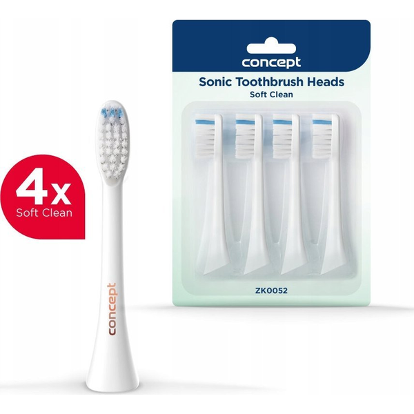Końcówka Concept ZK0052 Końcówka szczoteczki do zębów PERFECT SMILE ZK500x, Soft Clean, 4 szt, biała