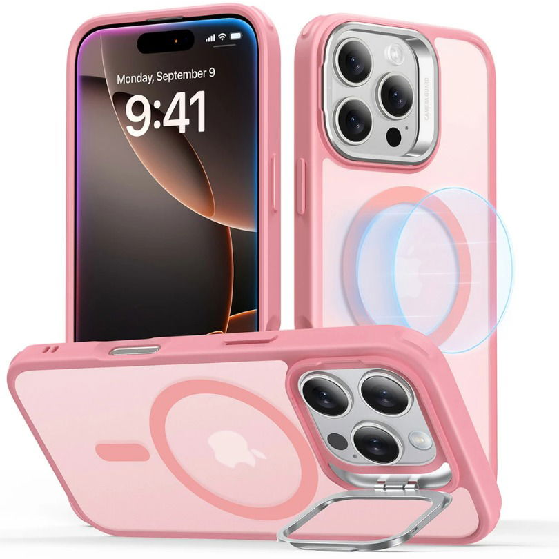 ESR Classic Hybrid Case with Stash Stand (HaloLock) iPhone 16 Pro Max Frosted Pink tok (1A7500601)