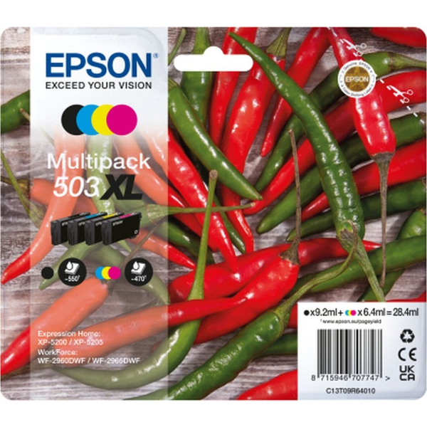Epson 503XL blækpatron 4 stk Original Højt (XL) udbytte Sort, Blå, Magenta, Gul
