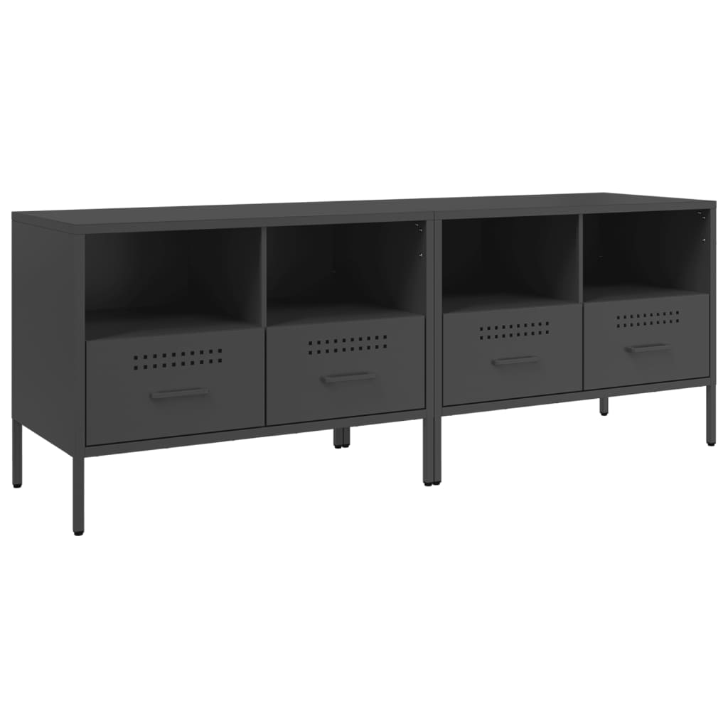 2 db fekete hidegen hengerelt acél TV-szekrény 68x39x50,5 cm (843043)