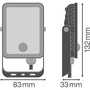 Ledvance Essential Floodlight kültéri LED reflektor mozgásérzékelővel, hidegfehér, 10 W