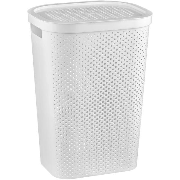 Curver Infinity Dots 60 literes szennyeskosár, fehér

