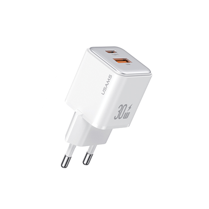 USAMS US-CC189 X-Ron Series USB-C / USB-A Hálózati töltő - Fehér (30W) (USA001285)