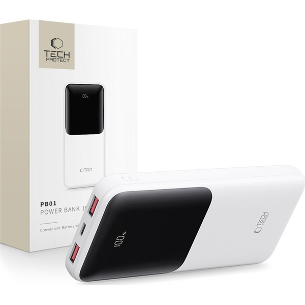 TECH-PROTECT PB01 POWER BANKA 10000MAH 22.5W BÍLÁ