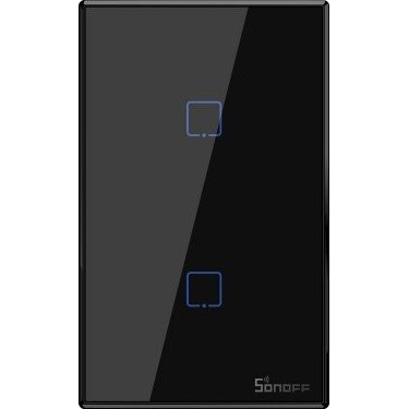 T3us2c - Interruptor De Pared Inteligente Wi-fi De 2 Elementos Ee. Uu. - Negro