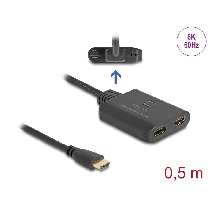 Delock HDMI switch 8K 60Hz 50cm (18645) (del18645)