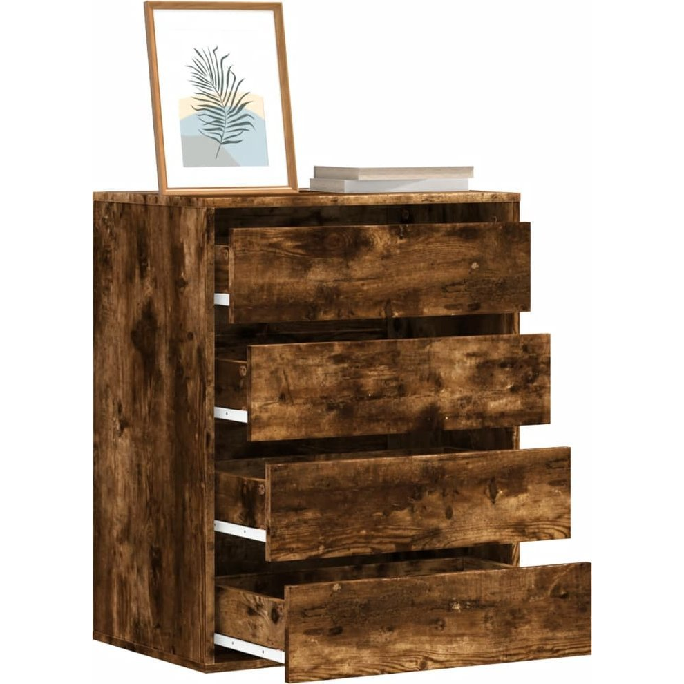 füstös tölgy színű szerelt fa fiókos sarokszekrény 60x41x76 cm (852874)