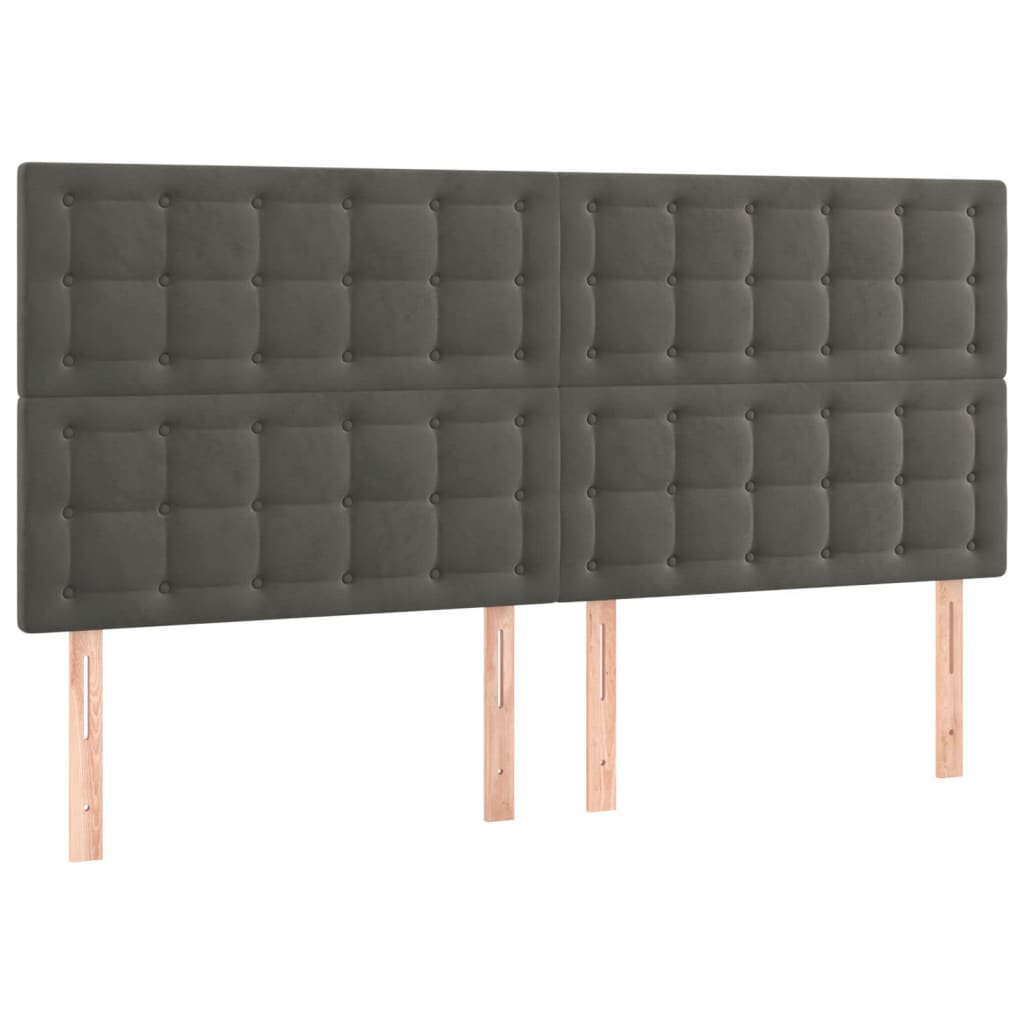 4 db sötétszürke bársony fejtámla 90x5x78/88 cm (3116827)