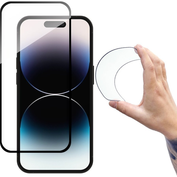 Wozinsky Full Cover Flexi Nano Glass tempered glass for iPhone 14 Pro flexible with a black frame
