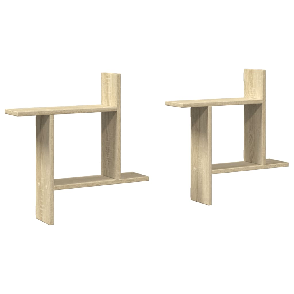 2 db sonoma tölgy színű szerelt fa fali polc 50 x 12 x 50 cm (853256)