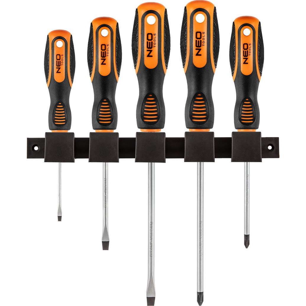 NEO 04-192 Csavarhúzó Készlet, Fali Tartóval, 5db (04-192)