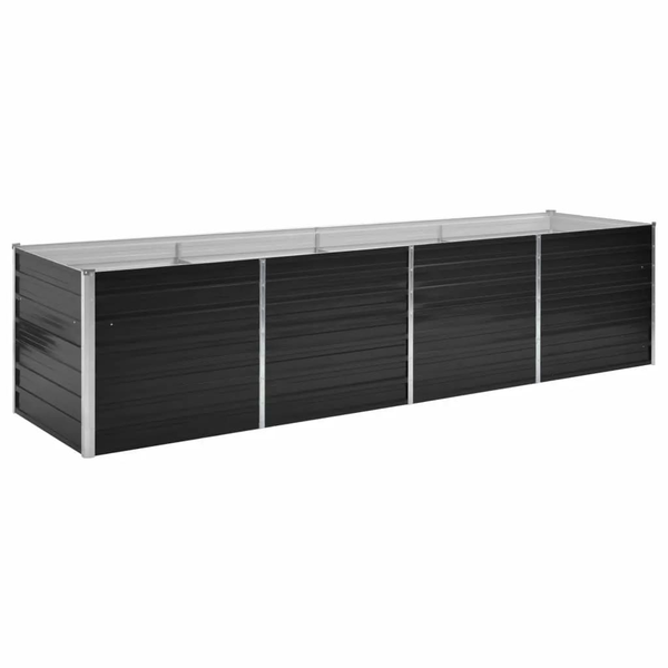 Градинска висока леха vidaXL, антрацит, 320x80x77 см, поцинкована стомана, 16.86 Kg