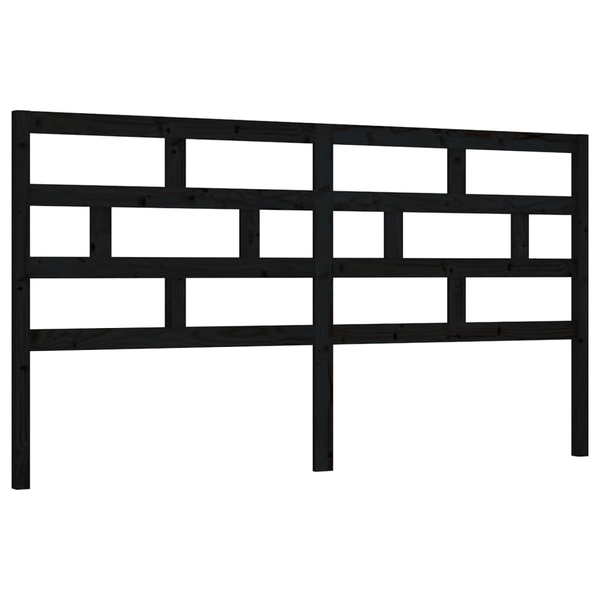 Tăblie de pat, negru, 206x4x100 cm, lemn masiv de pin